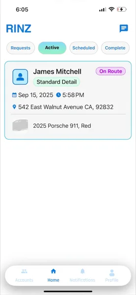 RINZ Provider App — Active Orders